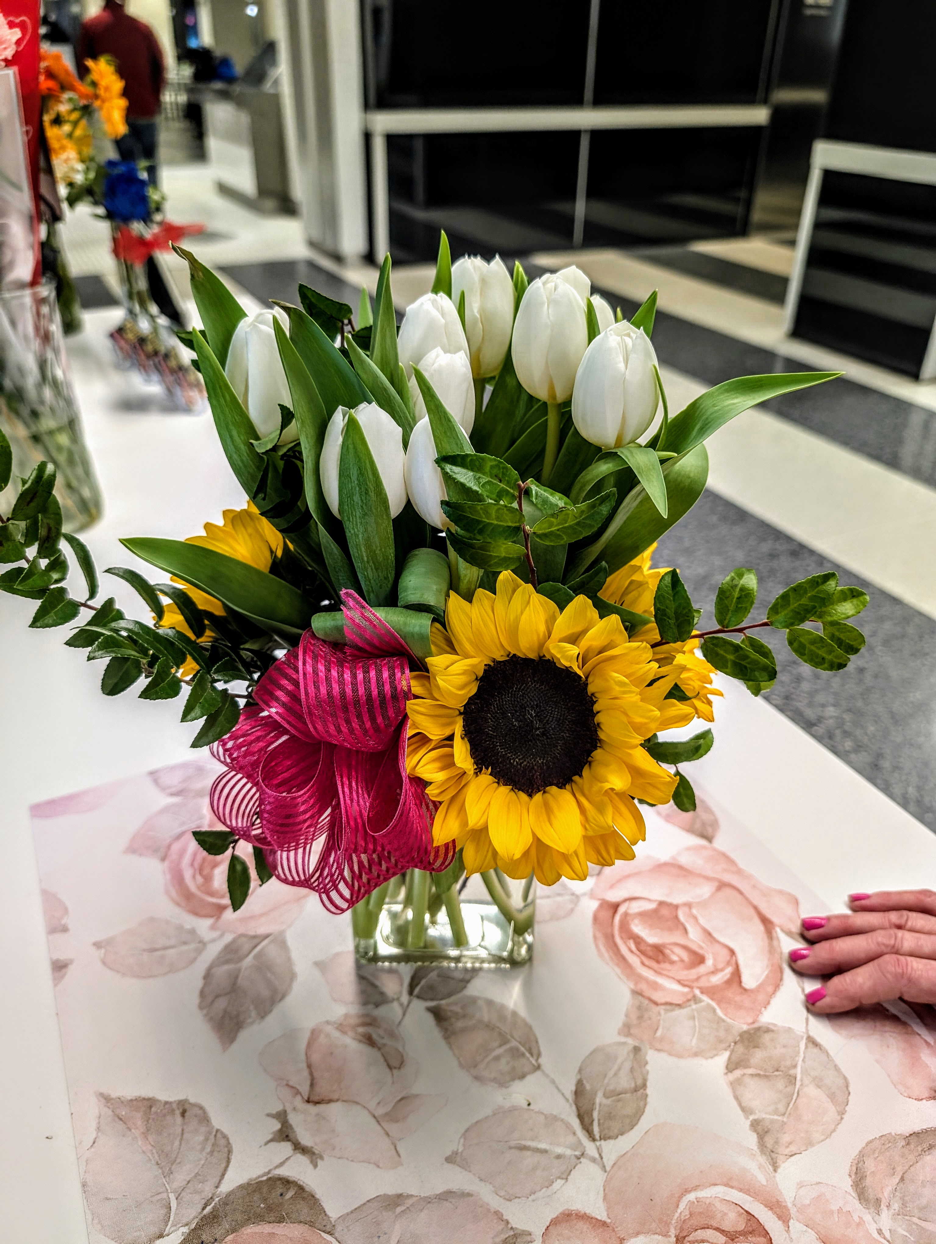 Sunshine and Tulips Bouquet in Vase